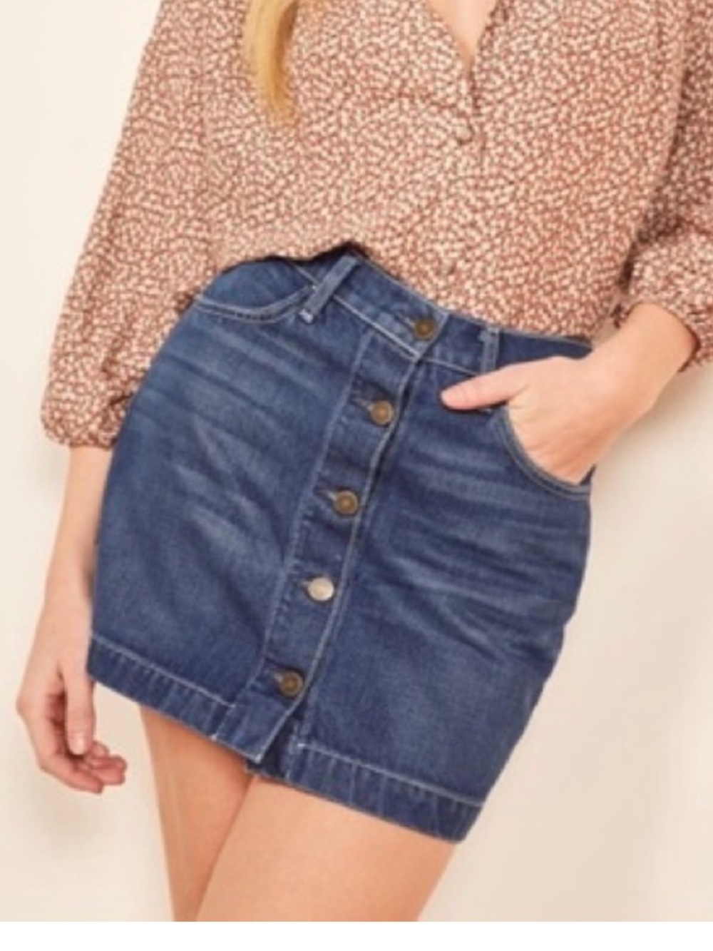 Reformation Blue Button-Up Denim Alison Mini Skirt 24
